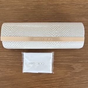 Jimmy Choo White and Gold Textured Clutch